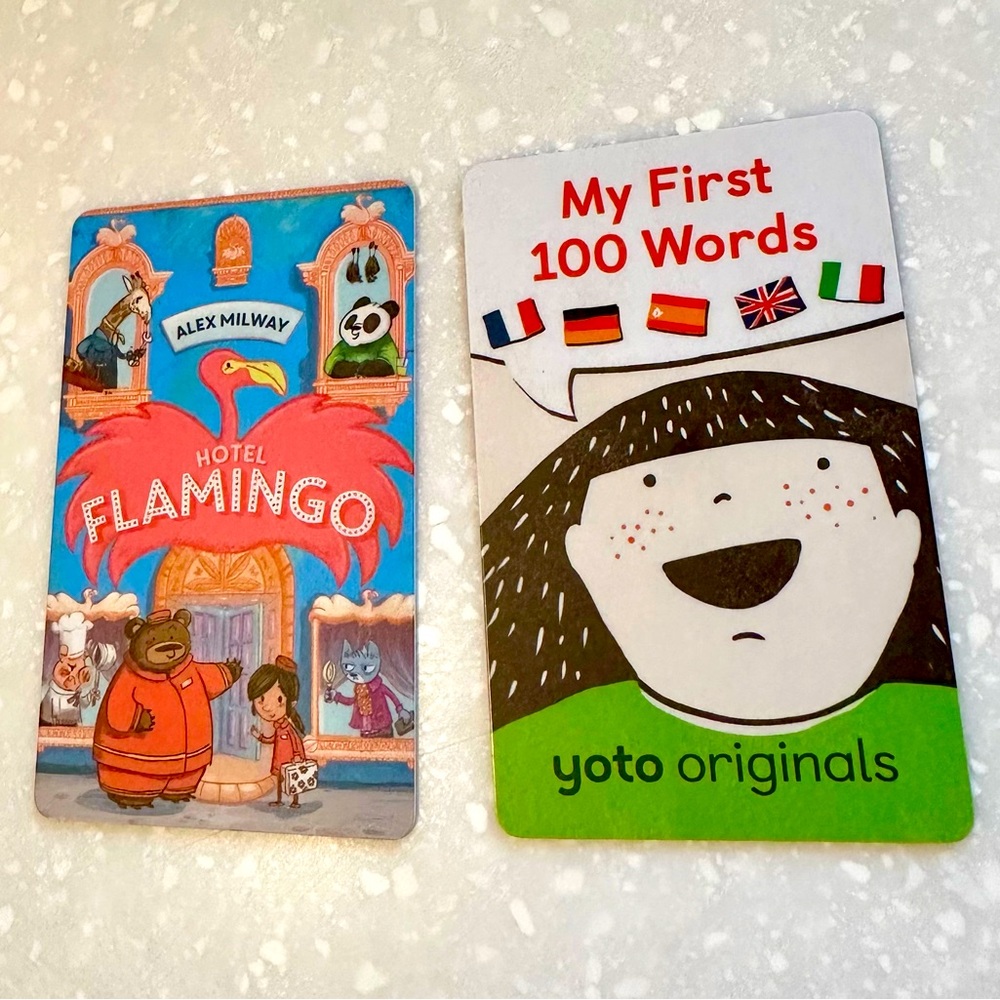 Yoto Cards. Hotel Flamingo and My First 100 Words
